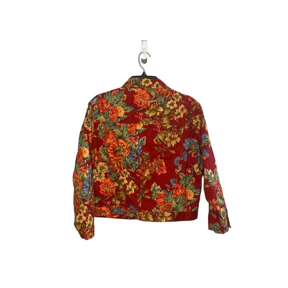 Vintage Susan Bristol Floral Denim Jacket Top Womens Size PM Button Up Pockets - Picture 2 of 8